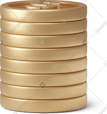 Pile of eight golden dollar coins PNG, SVG