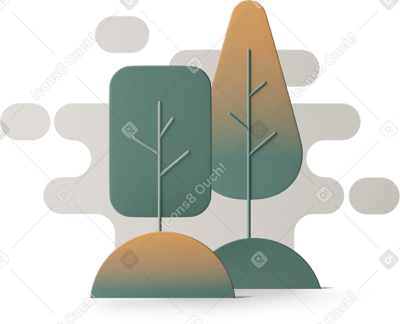 3D two trees PNG、SVG