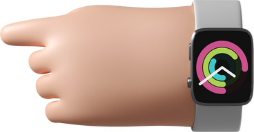 Mão de pele branca com smartwatch ligado apontando para a esquerda PNG, SVG