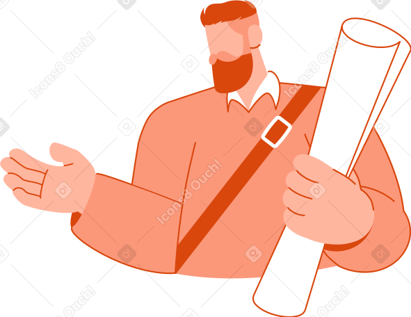 male student with a roll of drawings in his hand PNG, SVG