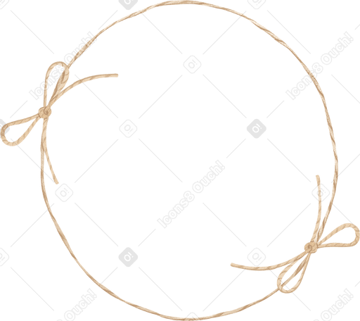 Круглая веревочная рамка с бантиками в PNG, SVG