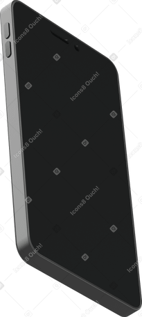 3D side view of a phone's black screen Illustration in PNG, SVG