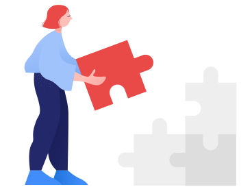 Woman holding a puzzle piece PNG, SVG
