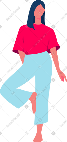 单腿站立的年轻女子 PNG, SVG