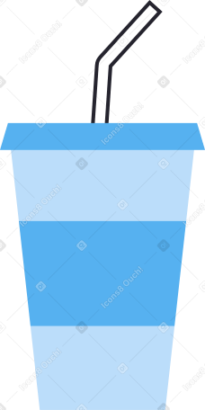 Blue paper cup with straw Illustration in PNG, SVG