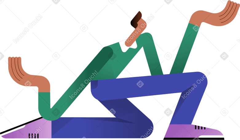 man sitting on his knee holding something on his shoulders Illustration in PNG, SVG