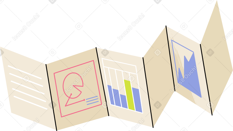 paper map with charts Illustration in PNG, SVG