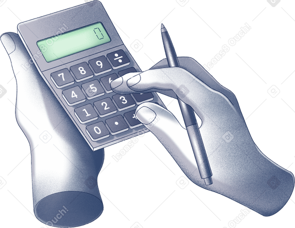 hands with calculator PNG, SVG