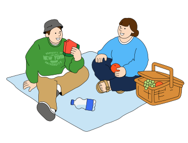 野餐时的年轻男人和女人 PNG, SVG