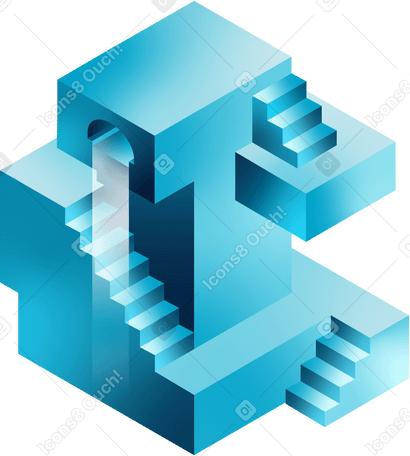 Isometrischer labyrinthturm PNG, SVG