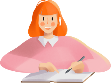 girl writing in a notebook PNG, SVG