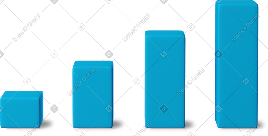 3D growing blue bar chart PNG, SVG