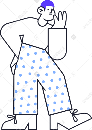 thinking man in polka dot pants animated illustration in GIF, Lottie (JSON), AE