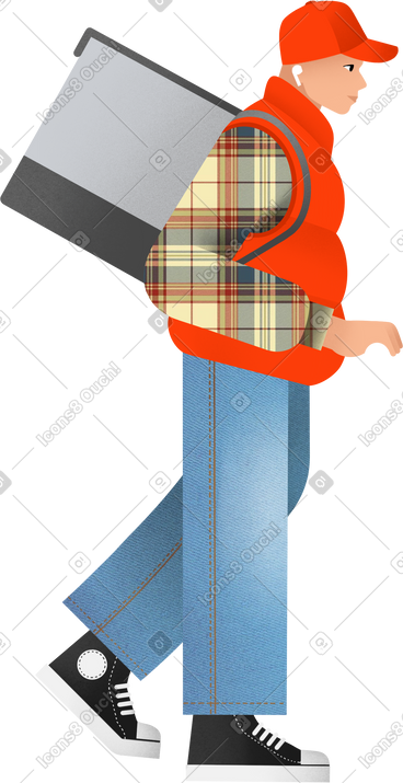 Young man with a backpack PNG, SVG