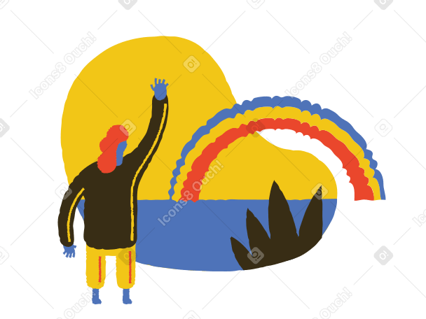 Rainbow over lake Illustration in PNG, SVG