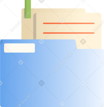 Синяя папка с бумагами в PNG, SVG