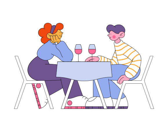 Иллюстрация Пара на свидании за ужином в PNG и SVG
