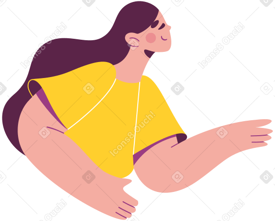 half of girl in yellow t-shirt Illustration in PNG, SVG