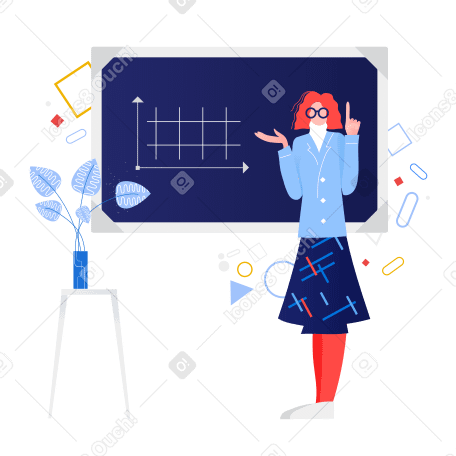 Math teacher near the blackboard Illustration in PNG, SVG