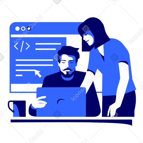 Woman helping her coworker with code PNG, SVG