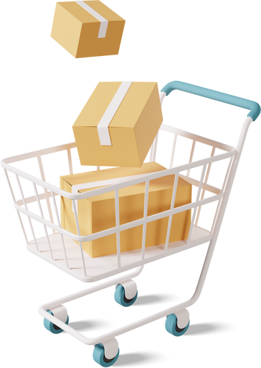 shopping cart with boxes PNG, SVG