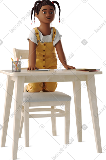 Little girl rejoices sitting at the table PNG, SVG