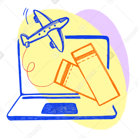 Buy plane tickets online Illustration in PNG, SVG