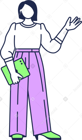 Donna in pantaloni con tablet PNG, SVG