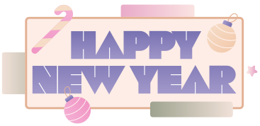 Lettering Happy New Year with Christmas baubles text PNG, SVG