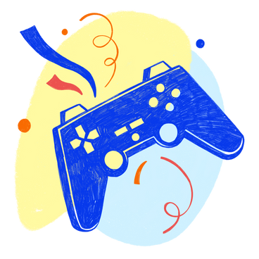 Gaming joystick with confetti PNG, SVG