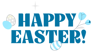 Texte joyeuses pâques avec des œufs et des fleurs PNG, SVG