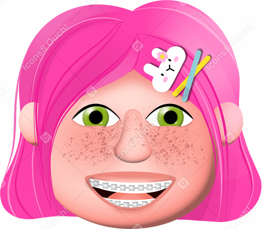 smiling girl in braces PNG、SVG