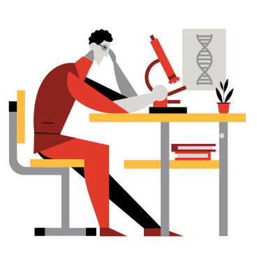 Man studying biology using a microscope PNG, SVG