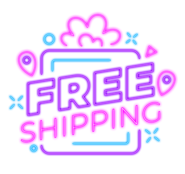 lettering free shipping in neon style text with decorates PNG, SVG