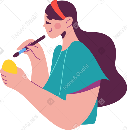 donna che dipinge un uovo di pasqua PNG, SVG