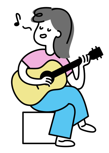 Young woman playing guitar PNG, SVG