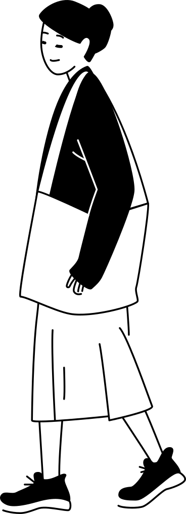 Mujer joven con una bolsa PNG, SVG