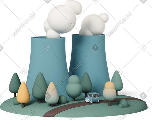 3D cooling towers PNG, SVG