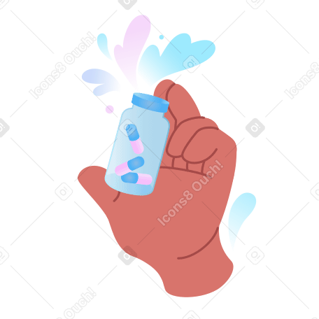 Hand holding a jar of vitamins for health PNG, SVG