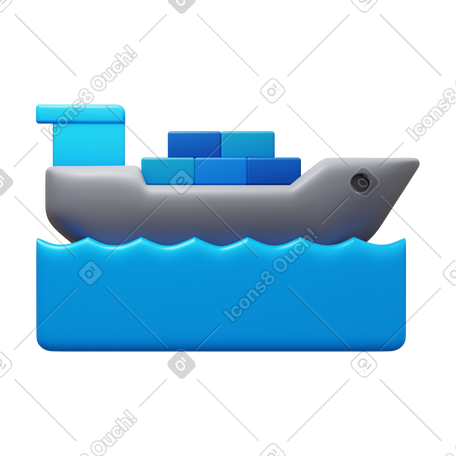 3D cargo ship PNG, SVG