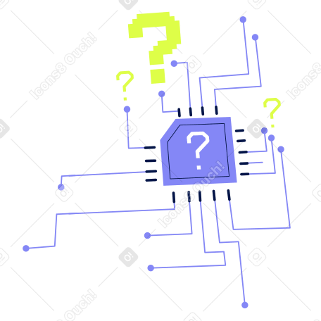 Microchip technology with question marks PNG, SVG