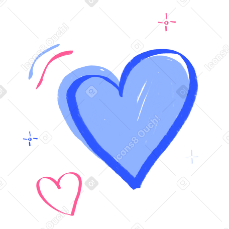 Blue and pink heart Illustration in PNG, SVG