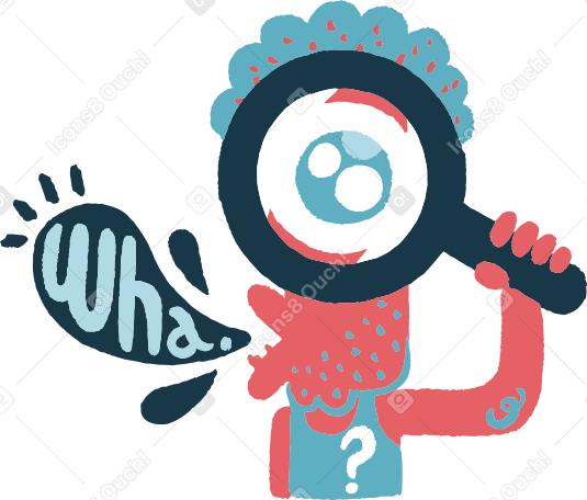 A cartoon character holding a magnifying glass PNG, SVG