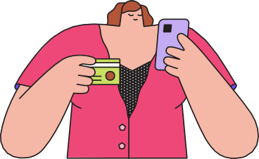 girl with phone and card PNG, SVG