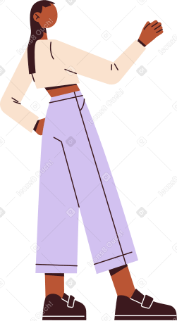 young woman raised one hand PNG, SVG