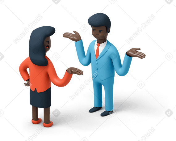 3D Businessman and business woman having a discussion  PNG, SVG