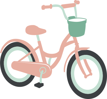 red bicycle with green basket PNG, SVG