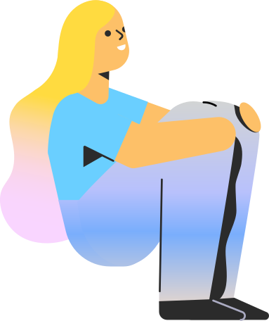 seated woman hugs her knees Illustration in PNG, SVG