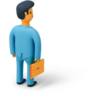 Back view of an office worker with briefcase PNG, SVG