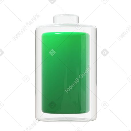 3D fully charged battery PNG, SVG